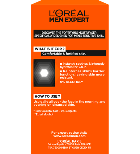 Pánský zpevňující hydratační krém Fortifying Hydra Sensitive Packshot Back Box